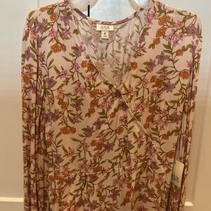 a.n.a Pink and Orange Floral Wrap Dress